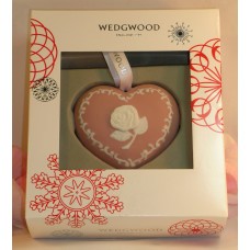 Wedgwood Pink White Jasperware Breast Cancer Heart Christmas Ornament 